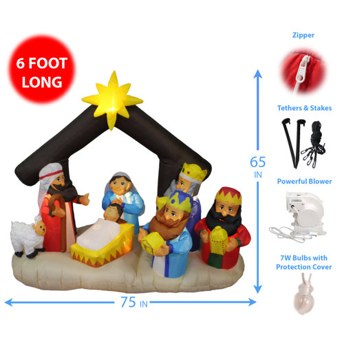 The Holiday Aisle® Christmas Nativity Scene Under Stable Decoration